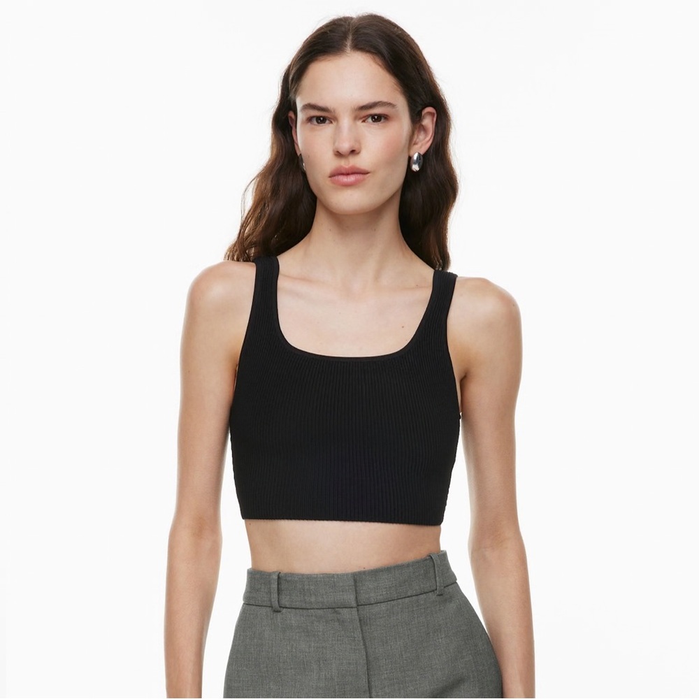 Babaton Black Ribbed Tank Top